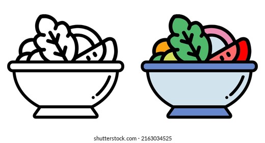 Illustration Vector Graphic of salad bowl food, vegetables, vegan healthy food icon