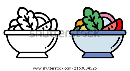 Illustration Vector Graphic of salad bowl food, vegetables, vegan healthy food icon [[stock_photo]] © 