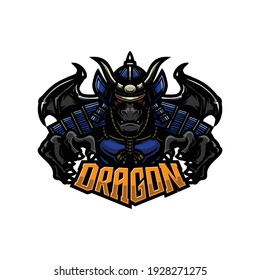 Vektorgrafik von Samurai Drache perfekt für E-Sport-Team Maskottchen und Game-Streamer