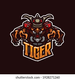 illustration vector graphic of samurai tiger perfect for e-sport team mascot and game streamer
