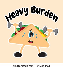 Illustration vector graphic of a sandwich with barbells which are heavy