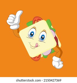 
Illustration vector graphic of sandwiches with cool thumbs and cute eyes