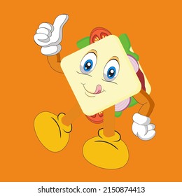 Illustration vector graphic of sandwiches with cool thumbs and funny faces