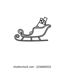 illustration vector graphic of santa sleigh line art perfect for logos, icons, designs, posters, flyers, advertisements, and drawing books 