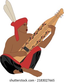 Illustration vector graphic of Sape dayak. Suitable for logos, graphic resources, templates.