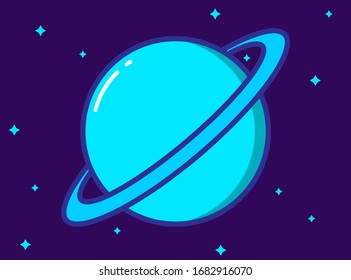 Illustration vector graphic of saturn and stars.