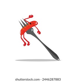 Illustration Vektorgrafik Grafik von Wurst auf einer Gabel, ideal für Produkticons, Produkt-Banner und andere