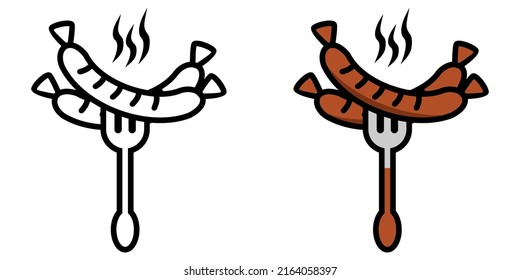 Illustration Vector Graphic of sausage sausages, fork food, barbecue icon