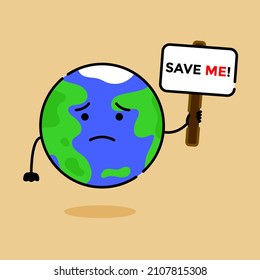 Illustration Vector Graphic Of Save The Earth. Good For Go Green Campaign, Nature Organization, Poster About Nature, Etc.