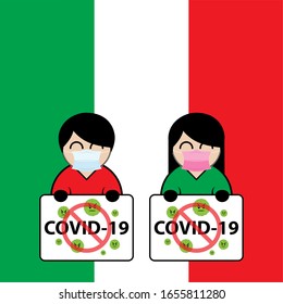 Illustration vector graphic of Save Italy from coronavirus. Coronavirus concept - Italy put mask to fight against Coronavirus