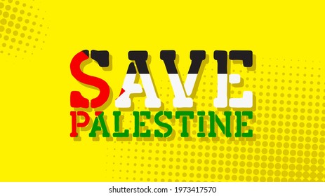 Illustration vector graphic of save palestine. We stand with palestine yellow background. Vector illustration