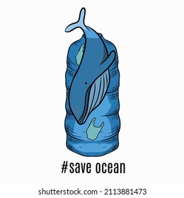 illustration vector graphic of save whale,ocean,suitable for poster,background,print design,etc 