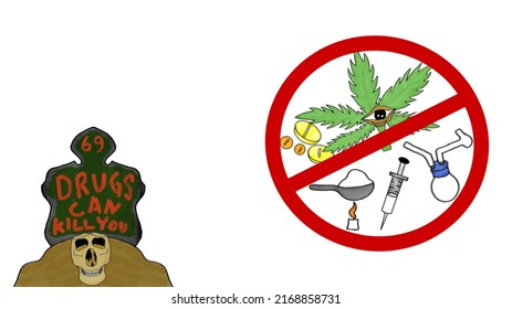 Illustration vector graphic of say NO to drugs, perfect for commemorating a day without drugs, great for quitting drugs, etc.