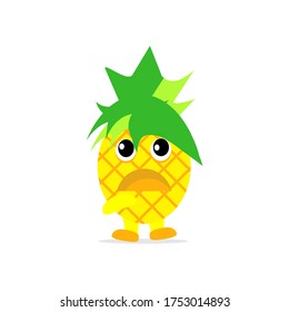 Illustration vector graphic of scared pineapple with yellow and green color