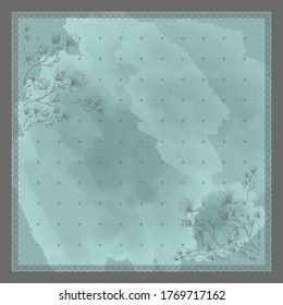 Illustration vector graphic of scarf design with color mint, Perfect for square scarf design