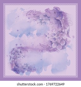 Illustration vector graphic of scarf design with water color, Perfect for square scarf design