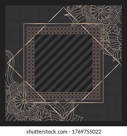 Illustration vector graphic of scarf design with Abstract pattern floral line, Perfect for square scarf design