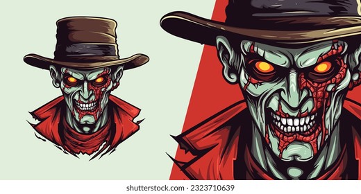 Illustration Vector Graphic: Scary Monster Zombie Krueger Face Logo Mascot for Sport and E-Sport Teams