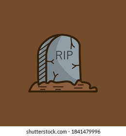 Illustration vector graphic of scary tombstones. Brown background. Good for Halloween costume designs and Halloween themed book covers.