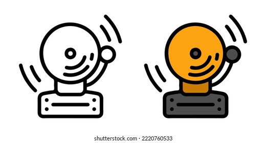 Ilustración Vector Gráfico de campana escolar, icono de anillo. Caricatura en color y negro Gambar.