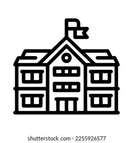 Illustration Vector Graphic of  school building, house architecture icon. Line drawing. Black.