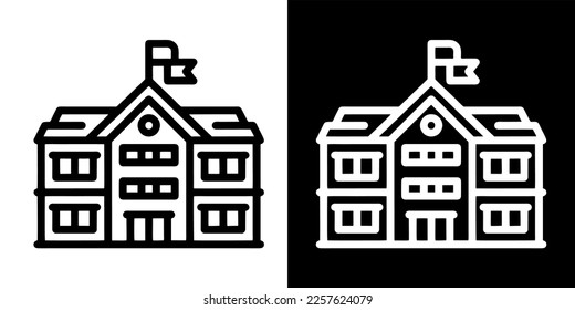 Illustration Vector Graphic of  school building, house architecture icon. Black line icon.