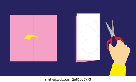 Ilustración Vector gráfico de tijeras de papel de corte. Perfecto para usar con fines de Diseño web o impresión.