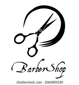 illustration vector graphic of scissors and hair perfect for barber shop, salon, icon, logo,
