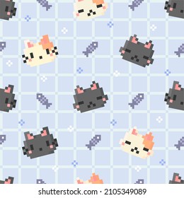 Illustration vector graphic of seamless kitty and fish pattern