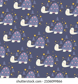 Illustration vector graphic seamless pattern cute turtle cartoon premium vector 
for kids and baby. Print on cloth, fabric, linen, textile and wallpaper background
