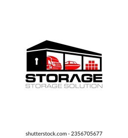 Illustration vector graphic of self storage solution company logo design template