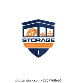 Illustration vector graphic of self storage solution company logo design template