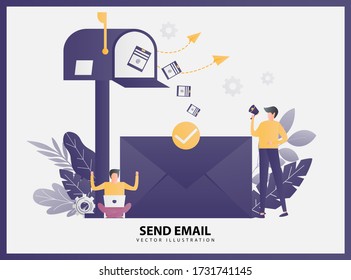 illustration vector graphic of Sending or receiving email concept.
Mailbox, broadcast email, email marketing, flat design. Electronic mail message concept as part of business marketing.