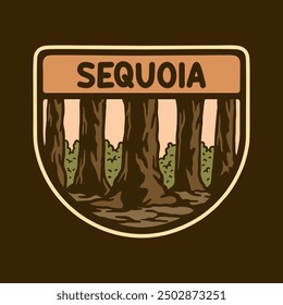 Illustration vector graphic of SEQUOIA NATIONAL PARK BADGE for apparel design merchandise, such as logos on product packaging