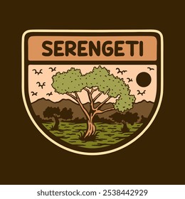 Ilustração vetorial de SERENGETI NATIONAL PARK BADGE LOGO DESIGN VETOR ILUSTRAÇÃO para produtos de design de vestuário, como logotipos em embalagens de produtos