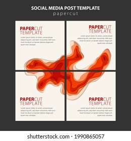 Illustration vector graphic set of 3d papercut abstract backround template. square layout. good for social media content, instagram feed, business presentations, poster, invitation, book cover, etc.
