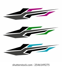 Illustration vector graphic set of abstract design decal stickers for cars