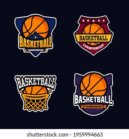 Illustration vector graphic set of Basketball logo. Logo emblems, badges and design elements. Design Template Inspiration. for t-shirt, team or championship