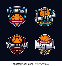Illustration vector graphic set of Basketball logo. Logo emblems, badges and design elements. Design Template Inspiration. for t-shirt, team or championship