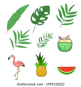 ilustración vectorial gráfico del icono set verano tropical adecuado para afiches y otros 
