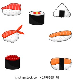 Ilustración vectorial gráfico del icono set sushi perfecto para el restaurante japón tradicional 