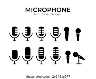 Illustration vector graphic of set icon microphone, shilloute microphone icon design. Suitable for broadcast, sing, audio, etc.
