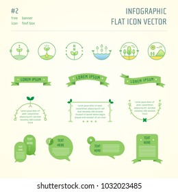 illustration vector graphic set of information flat icon design. tree. leaves. water, wild, nature, and text box.