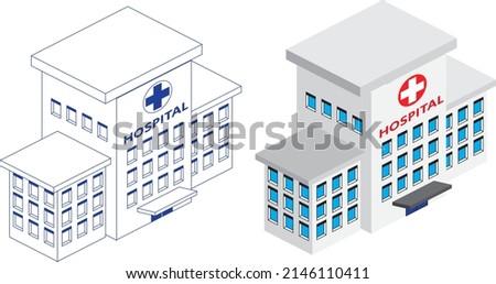 illustration vector graphic set of isometric hospital.modern isometric building.