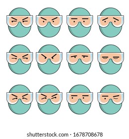 illustration vector graphic of set nurse emoticon with flat style, perfect for symbol, logo, etc