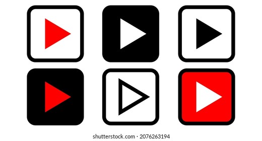 Gráfico vectorial de ilustración un conjunto de logotipos de reproducción. Imagen negra y roja. Ideal para logotipos de reproductores de vídeo. Imagen plana simple