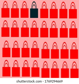 

illustration vector graphic of a set of red bags, one of which is black concept design 