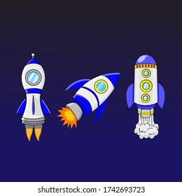 illustration vector graphic of Set of the rocket launches 