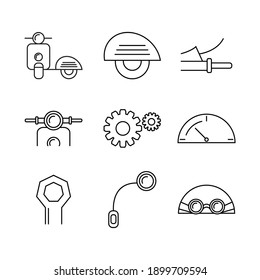 Illustration vector graphic a set of scooter motor or icons. Good to place on scooter motorcycle product
