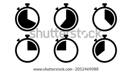 Illustration vector graphic a set of stopwatch icons.  Black icon color. Nice time logo, etc. Simple flat image.